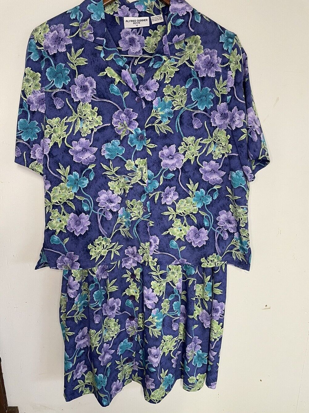 Alfred Dunner 2 piece set Blouse And Skirt Floral Print 90’s Mom Teacher size 12